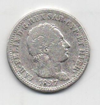 ITALIA DEL AÑO 1827 DE 1 LIRA